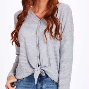 Altar’d State Dreamin’ In Thermal Tie Front Top